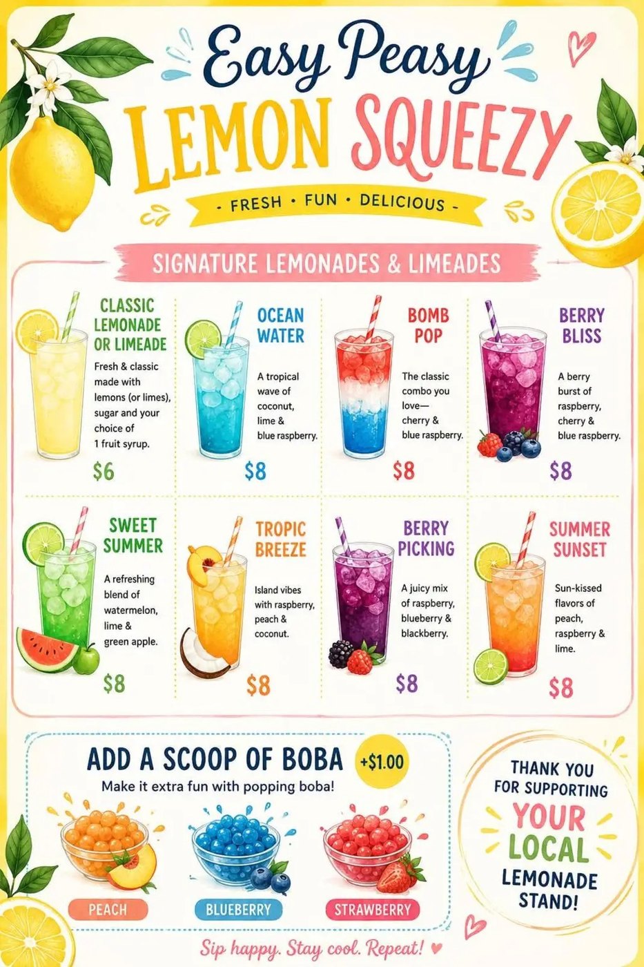 Easy Peasy Lemon Squeezy menu